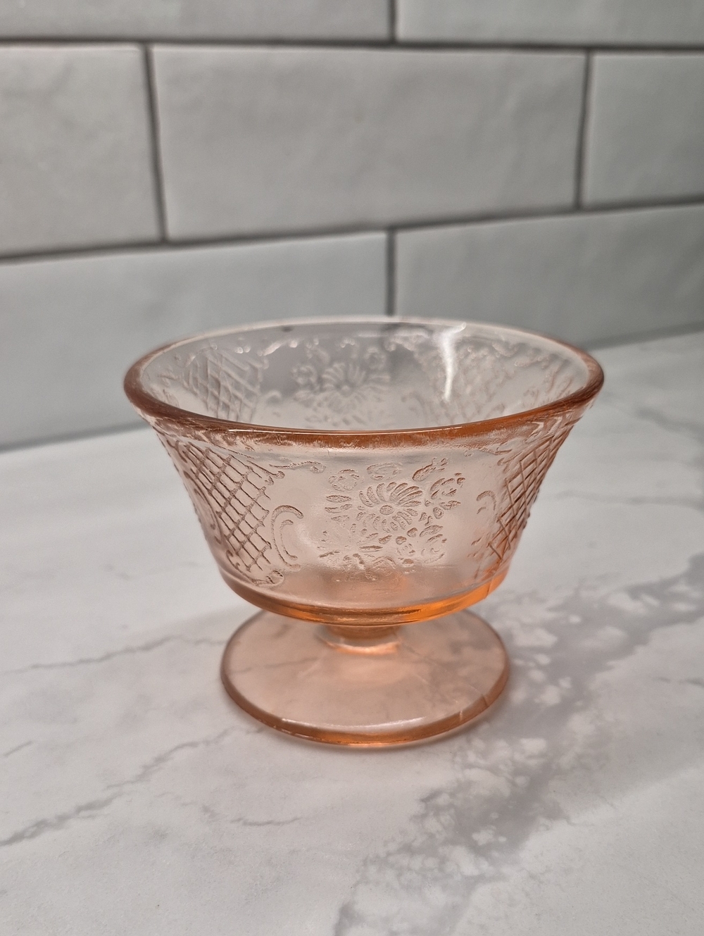 Pink Depression Glass Pedestal Sherbet Dish